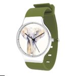 Canisto Unisex Watch, Elephant Watch Green Silicone Band Watch for Men and Women Minimalist Fashion Cute Watches for Couples and Lovers