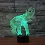 HPBN8 3D Elephant Night Light USB Touch Switch Decor Table Desk Optical Illusion Lamps 7 Color Changing Lights LED Table Lamp Xmas Home Love Brithday Children Kids Decor Toy Gift