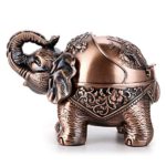 Hipiwe Elephant Windproof Ashtray with Lid, Desktop Metal Cigarette Ashtray Holder for Indoor or Outdoor Use, Unique Tobacco Ash Tray for Patio/Outside/Office/Home Decor
