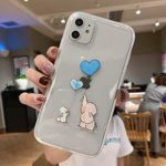 iPhone 11 Case, JICUIKE Lovely Animal Rabbit Print Amusing Whimsical Design Clear Bumper TPU Soft Shell Rubber Silicone Skin Back Cover for iPhone 11 Edition 6.1 Inch [Balloon Elephant]