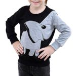 Felyong Boy Long Sleeve Shirt Toddler Elephant Sweatshirt Little Kids Pullover Top Black, 2-3 Year