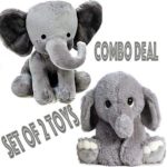 2 of Elephant Plush Toy Combo | Elephant Stuffed Animal Toy Combo | 9 inches Long Each | Great Gift for Kids and Babies | Nursery Room Décor | 2 Elephant Stuffed Toy Family
