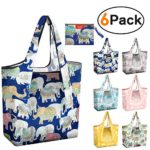 Reusable Shopping Bags Foldable Grocery bags Bulk 50 LBS X Large Capacity Easy Fold to Rectangle Shape Self Pouch Light weight Cats Rabbits Elephants