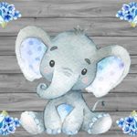 CSFOTO 7x5ft Background for Cute Elephant Baby Wooden Wall with Blue Flower Sweet Baby Shower Photography Backdrop Birthday Party Decor Celebrate Child Infant Photo Studio Props Polyester Wallpaper