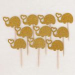 20 Pack of Gold Glitter Elephant Picks Cupcake Toppers Baby Shower Kid Birthday Party Wedding Decorations