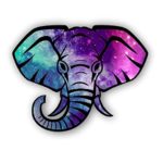 Vinyl Junkie Graphics Elephant Head Tie Dye Patterns Sticker (Starry Sky)