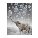 Cloud Dream Home Flannel Blanket,Funny Animal Elephant Throw Luxury Blanket Reversible Fuzzy Microfiber All Season Blanket for Child and Adults 40″ X 50″