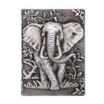 BTSKY Embossed Elephant Hardcover Notebook- Vintage Leather Journal Writing Notebook Lined Travel Journal Handcraft Perfect Gift for Men & Women Travel Diary & Notebooks Lined Silver A6