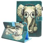 iPad Air Case, iPad Air 2 Case, iPad 9.7 2017/2018 Case, Fvimi Multi-Angle Viewing Leather Folio Smart Cover with Auto Sleep/Wake for iPad 9.7 2018 6th Gen / 2017 5th Gen Tablet, Glasses Elephant
