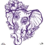 GT Graphics Elephant Henna Purple – 5″ Vinyl Sticker – for Car Laptop I-Pad – Waterproof Decal