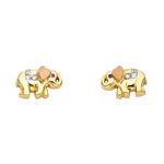 14k Yellow Gold CZ Elephant Heart Earrings