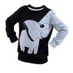 Boy Long Sleeve Shirt Toddler Elephant Sweatshirt Little Kids Pullover Top Black