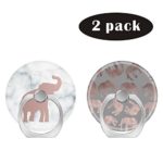 2 Pack/Cell Phone Ring Holder 360 Degree Rotation Finger Stand Works for All Smartphone and Tablets-Rose Gold Elephant on Marble Clear Tribal Pattern