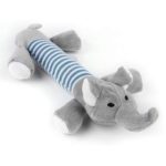 guohanfsh Squeaky Dog Toy – Interactive & Soft & Tough & Durable Plush Pig Duck Elephant Chew Toys with Unique Sound Grey