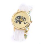 joyliveCY Women Dress Watch Elephant Pattern Weaved Rope Band Bracelet Clocks Quartz Wristwatch Silver