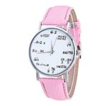 Vickyleb Womens Leather Watch,Fashion Casual Mathematics Letter Watches for Women,Girls Leather Band Quartz Vogue Wrist Watches