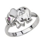 .925 Sterling Silver Rhodium Plated Elephant Ring