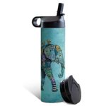 17 Ounce, Stainless Steel, Vacuum Insulated Tumbler w/Hot Lid + Cold Lid and Straw – Elephant and Yellow Birds Design