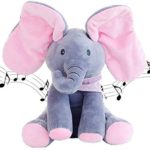 Dreamsdox Elephant Animated Plush Singing Elephant with Peek-a-Boo Interactive Feature Baby Animated Stuffed Animal Plush (Pink)
