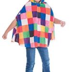 Girls Boys Childs Toddlers Elmer The Elephant Colourful Bright Patchwork World Book Day Week Animal Fancy Dress Costume Outfit Poncho Cape 2-6 Years