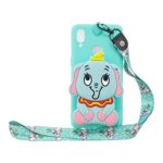 Miagon Silicone Cover for Samsung Galaxy A10S,3D Cute Wallet Storage Bag Design Case with Necklace Neck Strap Chain Cord Band,Blue Elephant
