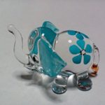 Dollhouse Miniatures Hand Blown Art Blue Elephant Flower FIGURINE Animals Decor by Ayutthaya shop