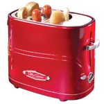 Nostalgia HDT600RETRORED Pop-Up 2 Hot Dog and Bun Toaster, With Mini Tongs, Works With Chicken, Turkey, Veggie Sausages and Brats, Pack of 1, Retro Red