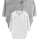 Carter’s Baby Boys’ 3-Pack Side-Snap Bodysuits (6 Months, Grey/Elephant)
