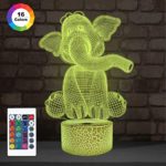 Elephant 3D Night Light LED 16 Color Changing Illusion Lamp with Remote Dim Function, Smart Touch Control, Ideal Novelty Cool Birthday Gift for Boys and Girls