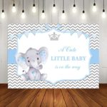 Elephant Baby Shower Backdrop It’s A Boy Blue and White Stripe Crown Photography Background A Little Baby is On His Way Baby Shower Party Decorations for Baby Prince 7x5ft Vinyl