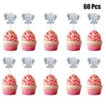 60Pcs Elephant Cupcake Toppers Cupcake Picks Baby Shower Birthday Party Supply Decoration