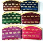 SET OF 6 NEW STYLE#1 BAG ELEPHANT MULTI-COLOR THAI HANDMADE PURSE SMALL WALLET ACCESSORIES VINTAGE SOUVENIR SHIP FROM THAILAND