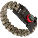 Core Survival Paracord Survival Bracelet – Hiking Multi Tool, Emergency Whistle, Compass for Hiking, Camp Fire Starter 5-in1 Set (Grey Camo, 10.5″ Large)