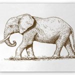 Ambesonne Elephant Mouse Pad, Safari Animal Sketchy Style Mammal Modern Wilderness Illustration, Rectangle Non-Slip Rubber Mousepad, Standard Size, White Brown