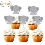 24 Piece Cute Baby Elephant Cupcake Toppers Picks, Cake Toppers for Birthday Wedding Party Baby Shower Decoration
