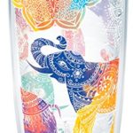 Tervis 1221835 Mehndi Elephants Tumbler with Wrap and Turquoise Lid 16oz, Clear