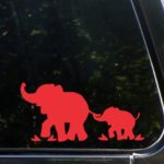 Yadda-Yadda Design Co. Elephant Mom & Baby – Design 1 – No Tree – Car Vinyl Decal Sticker – (7.5″ w x 3.5″ h) (Color Variations Available) (RED)