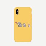 LuGeKe Cute Elephant Print Phone Case for iPhone X/XS/10 Silicone Cases Elephant Family Pattern Cover Shock Absorption Flexible Yellow Skin Frame (Cartoon Elephant Family)