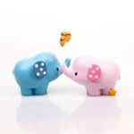 HanYoer 2 pcs Elephants Shape Cake Toppers Birthday Decoration Cake Topper for Birthday Party Decoration Dessert lovely Gifts, Cake Topper(Blue/Pink)