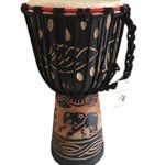JIVE Djembe Drum Bongo Congo African Drum Hand Carved Lucky Elephant Mahogany Wood Drum 16″ High – Professional Quality