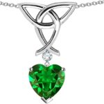 Star K Sterling Silver Celtic Knot Pendant Necklace wtih 8mm Heart Shape Stone