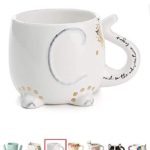 White Ceramic Coffee or Tea Mugs: Tri-Coastal Design Elephant Coffee Mug with Hand Printed Designs and Printed Saying – 18.6 Fluid Ounce Large, Cute Handmade Cup