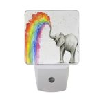 2 Pack Plug-in LED Night Light Lamp Baby Elephant Spraying Rainbow Printing with Dusk to Dawn Sensor for Bedroom, Bathroom, Hallway, Stairways, 0.5W