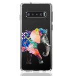 HUIYCUU Case Compatible with Galaxy S10 Case, Shockproof Cute Clear Design Slim Fit Soft TPU Bumper Funny Pattern Back Cover Shell for Galaxy S10, Colorful Elephant