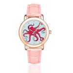 InterestPrint Red Octopus Women’s Rose Golden Watches Waterproof Wrist Watch