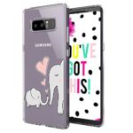 Galaxy Note 8 Case, Galaxy Note 8 Clear Case, MOSNOVO Cute Elephant Pattern Clear Design Printed Transparent Plastic Hard Back Case with TPU Bumper Protective Case Cover for Samsung Galaxy Note 8
