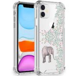 Artemiss iPhone 11 Case 2019,Shockproof Series Hard PC+ TPU Transparent Bumper Protective Case for iPhone 11 6.1 Inch (Elephant Flower1)