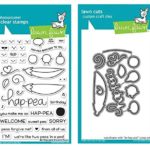 Lawn Fawn Be Hap-Pea 4″x6″ Clear Stamps and Matching Lawn Cuts Die Set (LF1890, LF1891), Bundle of Two Items