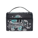 Blueangle Elephant Makeup Bag Portable Travel Cosmetic Bag Organizer Multifunction Case with Double Zipper Toiletry Bag for Woman (9″x6.2″x6.5″)