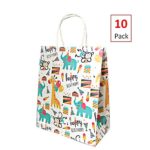 10 Pack Zoo Animal Party Favors Bags Jungle Party Supplies Gift Bags Woodland Birthday Party Goodie Bags Baby Shower Treat Bags Elephant Giraffe Monkey Happy Birthday Party Bags, 8.3×10.6